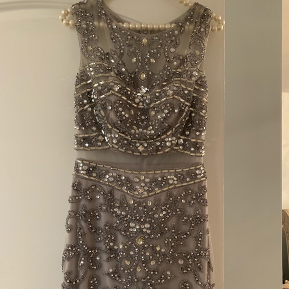 Jovani Dresses & Skirts - JOVANI SILVER DRESS SIZE 2 BEADED RHINESTONES !!!